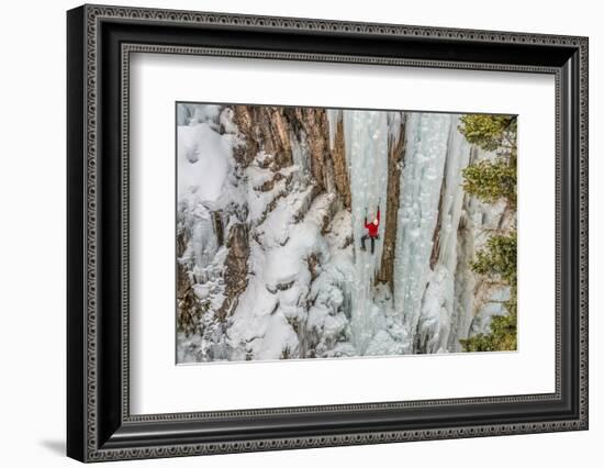 Ice Climber Ascending at Ouray Ice Park, Colorado-Howie Garber-Framed Photographic Print