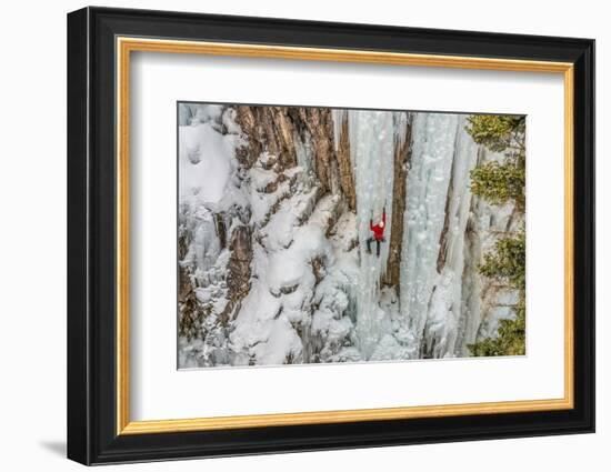 Ice Climber Ascending at Ouray Ice Park, Colorado-Howie Garber-Framed Photographic Print