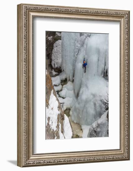 Ice Climber Ascending at Ouray Ice Park, Colorado-Howie Garber-Framed Photographic Print