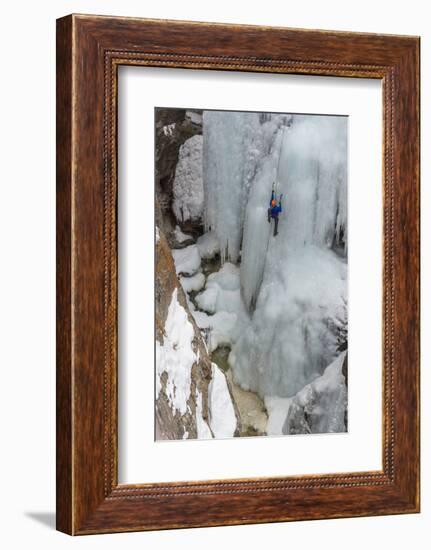 Ice Climber Ascending at Ouray Ice Park, Colorado-Howie Garber-Framed Photographic Print