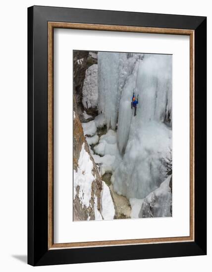 Ice Climber Ascending at Ouray Ice Park, Colorado-Howie Garber-Framed Photographic Print