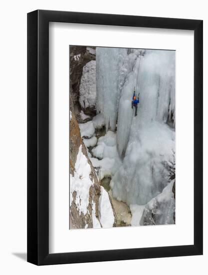 Ice Climber Ascending at Ouray Ice Park, Colorado-Howie Garber-Framed Photographic Print