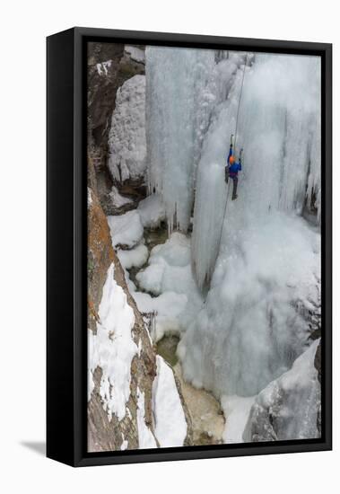 Ice Climber Ascending at Ouray Ice Park, Colorado-Howie Garber-Framed Premier Image Canvas