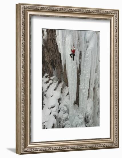 Ice Climber Ascending at Ouray Ice Park, Colorado-Howie Garber-Framed Photographic Print