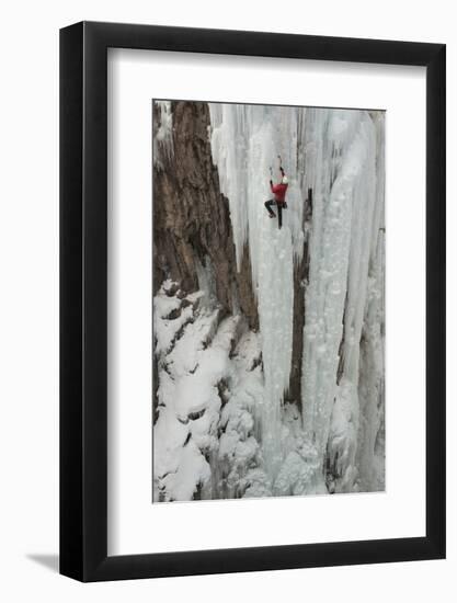 Ice Climber Ascending at Ouray Ice Park, Colorado-Howie Garber-Framed Photographic Print