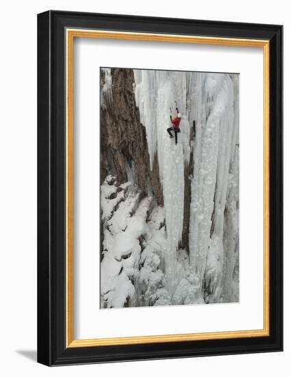 Ice Climber Ascending at Ouray Ice Park, Colorado-Howie Garber-Framed Photographic Print