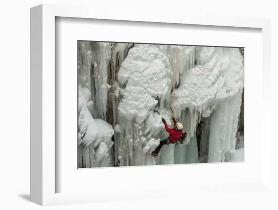 Ice Climber Ascending at Ouray Ice Park, Colorado-Howie Garber-Framed Photographic Print