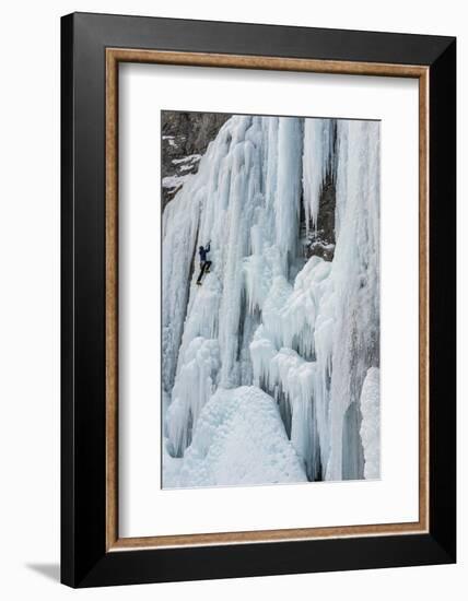 Ice Climber Ascending Stewart Falls Outside of Provo, Utah-Howie Garber-Framed Photographic Print