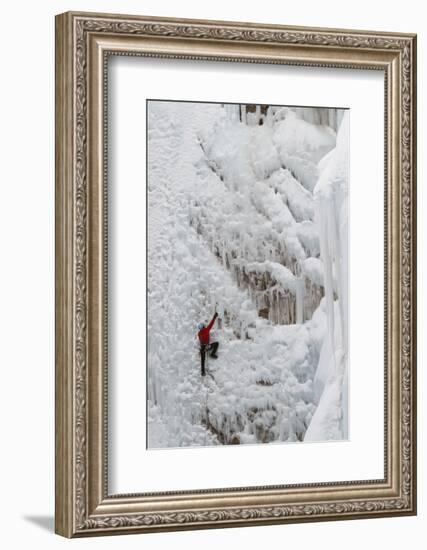 Ice Climbers Scaling Vertical Ice in Ouray Ice Park Near Ouray, Colorado-Sergio Ballivian-Framed Photographic Print