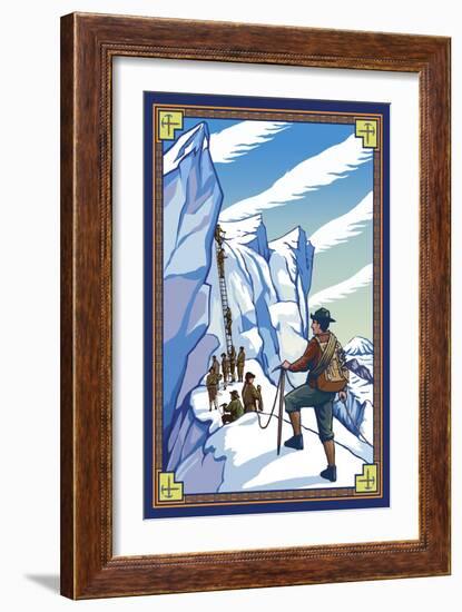 Ice Climbers-Lantern Press-Framed Art Print