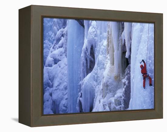 Ice Climbing, Ouray, Colorado, USA-Lee Kopfler-Framed Premier Image Canvas