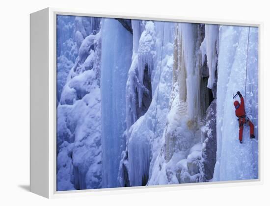 Ice Climbing, Ouray, Colorado, USA-Lee Kopfler-Framed Premier Image Canvas