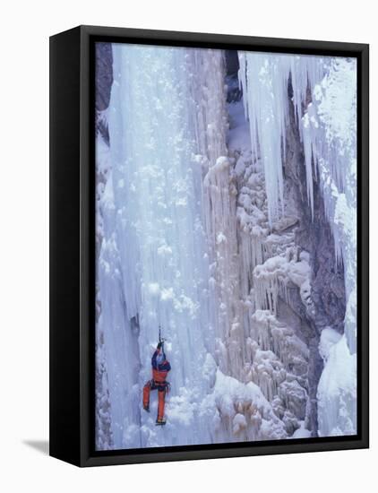 Ice Climbing, Ouray, Colorado, USA-Lee Kopfler-Framed Premier Image Canvas