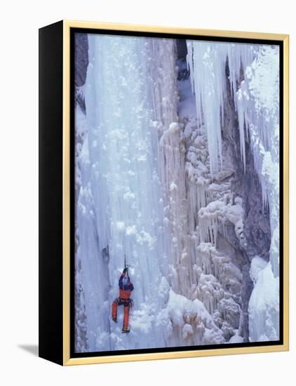 Ice Climbing, Ouray, Colorado, USA-Lee Kopfler-Framed Premier Image Canvas