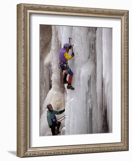 Ice Climbing, Ouray, Colorado, USA-Lee Kopfler-Framed Photographic Print