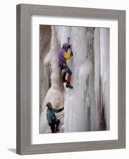 Ice Climbing, Ouray, Colorado, USA-Lee Kopfler-Framed Photographic Print