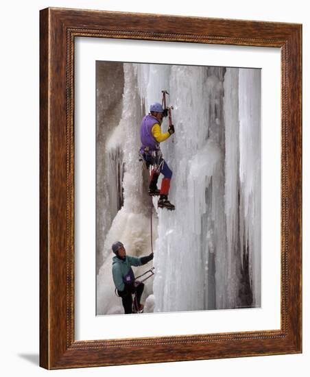 Ice Climbing, Ouray, Colorado, USA-Lee Kopfler-Framed Photographic Print