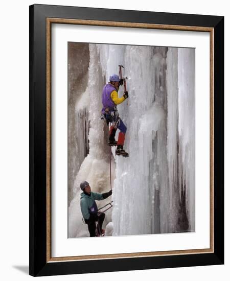 Ice Climbing, Ouray, Colorado, USA-Lee Kopfler-Framed Photographic Print