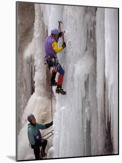 Ice Climbing, Ouray, Colorado, USA-Lee Kopfler-Mounted Photographic Print