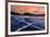 Ice cracks along Abraham Lake in Banff, Canada at sunset with pink clouds and scenic mountains-David Chang-Framed Photographic Print