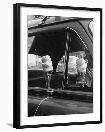 Ice Cream Cone Melting Outside Rolled Up Window of Air Conditioned Car-John Dominis-Framed Photographic Print