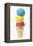 Ice Cream Cone with Scoops of Different Coloured Ice Cream-Kai Stiepel-Framed Premier Image Canvas