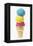 Ice Cream Cone with Scoops of Different Coloured Ice Cream-Kai Stiepel-Framed Premier Image Canvas