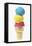 Ice Cream Cone with Scoops of Different Coloured Ice Cream-Kai Stiepel-Framed Premier Image Canvas