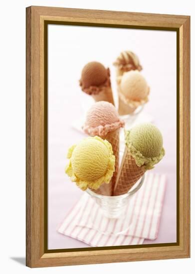Ice Cream Cones with Different Flavours of Ice Cream-Marc O^ Finley-Framed Premier Image Canvas