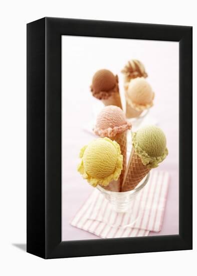 Ice Cream Cones with Different Flavours of Ice Cream-Marc O^ Finley-Framed Premier Image Canvas