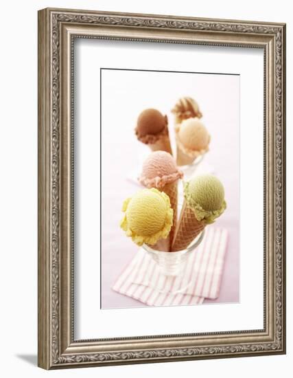 Ice Cream Cones with Different Flavours of Ice Cream-Marc O^ Finley-Framed Photographic Print