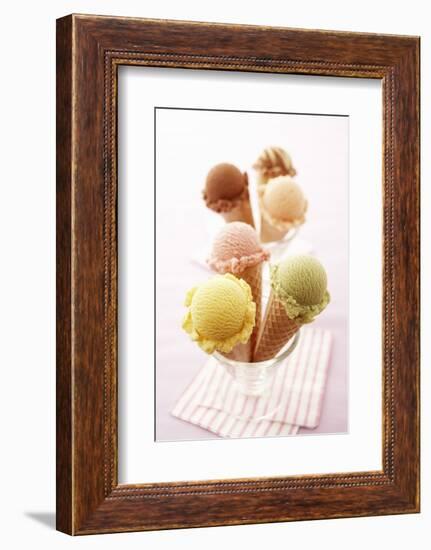 Ice Cream Cones with Different Flavours of Ice Cream-Marc O^ Finley-Framed Photographic Print