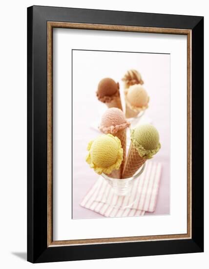 Ice Cream Cones with Different Flavours of Ice Cream-Marc O^ Finley-Framed Photographic Print