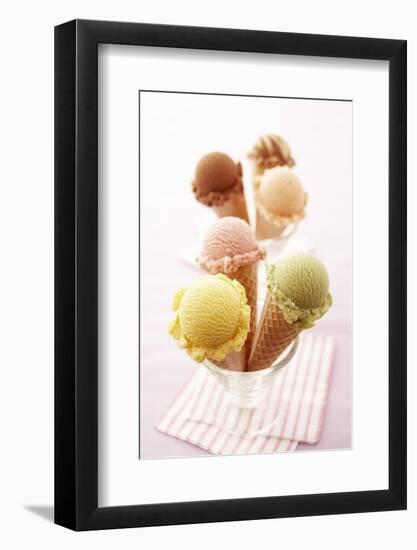 Ice Cream Cones with Different Flavours of Ice Cream-Marc O^ Finley-Framed Photographic Print