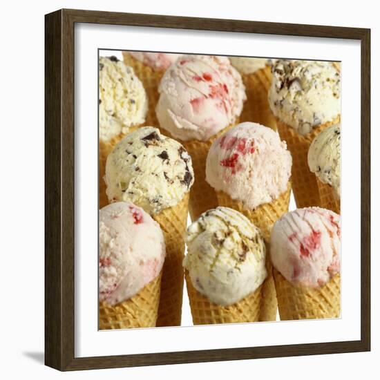 Ice Cream Cones with Different Kinds of Ice Cream-Dave King-Framed Photographic Print