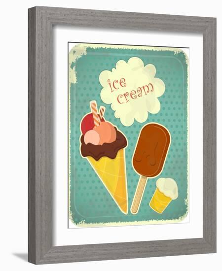 Ice Cream Retro Poster-elfivetrov-Framed Art Print