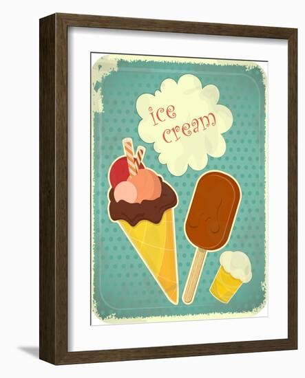 Ice Cream Retro Poster-elfivetrov-Framed Art Print