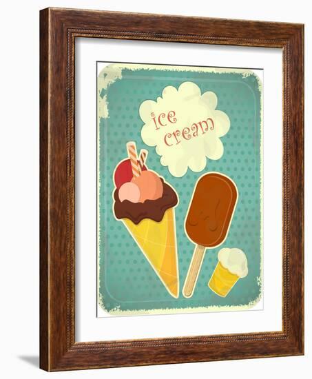 Ice Cream Retro Poster-elfivetrov-Framed Art Print