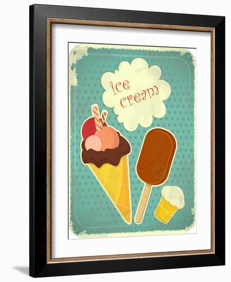 Ice Cream Retro Poster-elfivetrov-Framed Art Print