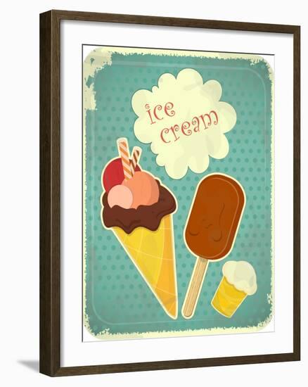 Ice Cream Retro Poster-elfivetrov-Framed Art Print