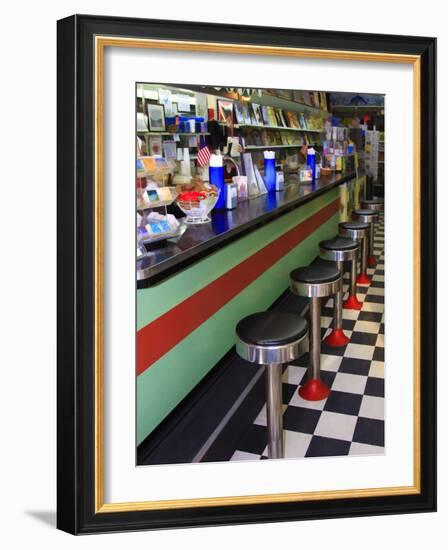 Ice Cream Soda Fountain, Apalachicola, Florida, USA-Joanne Wells-Framed Photographic Print