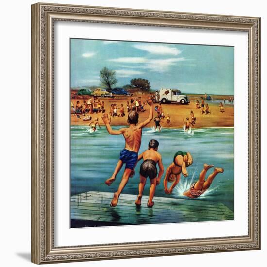 "Ice Cream Truck at the Beach", July 31, 1954-Stevan Dohanos-Framed Giclee Print