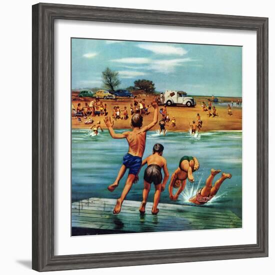 "Ice Cream Truck at the Beach", July 31, 1954-Stevan Dohanos-Framed Giclee Print