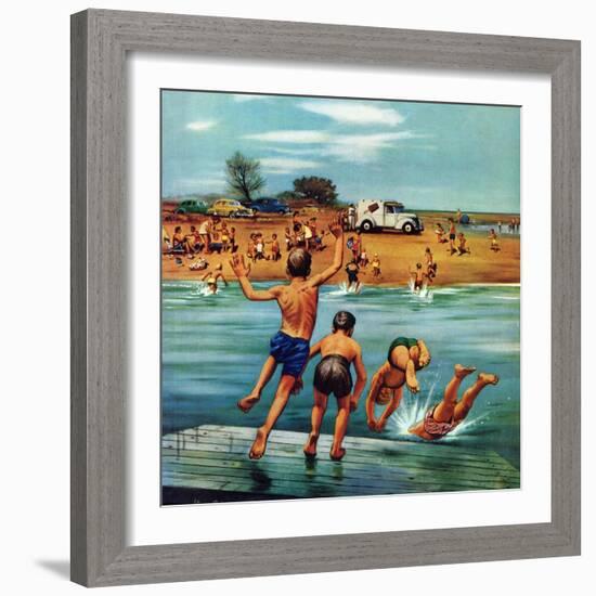 "Ice Cream Truck at the Beach", July 31, 1954-Stevan Dohanos-Framed Giclee Print