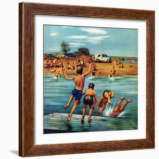 "Ice Cream Truck at the Beach", July 31, 1954-Stevan Dohanos-Framed Giclee Print