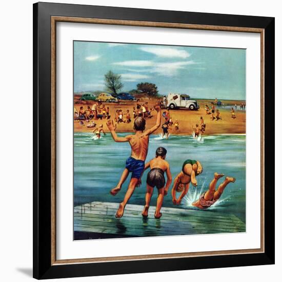 "Ice Cream Truck at the Beach", July 31, 1954-Stevan Dohanos-Framed Giclee Print