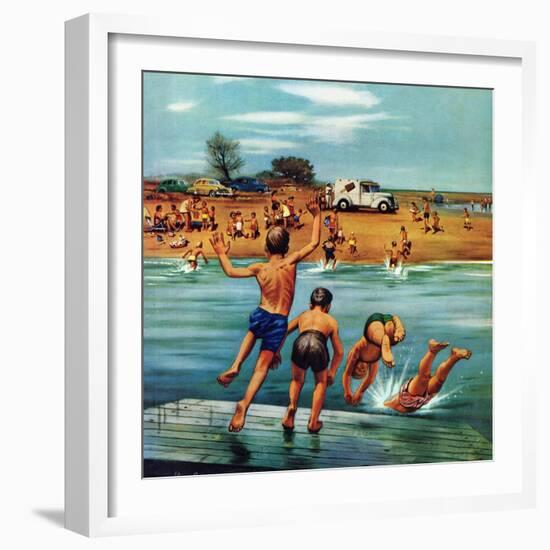 "Ice Cream Truck at the Beach", July 31, 1954-Stevan Dohanos-Framed Giclee Print
