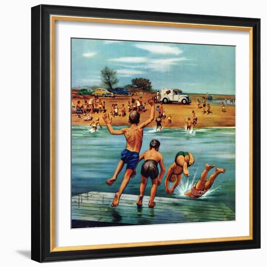 "Ice Cream Truck at the Beach", July 31, 1954-Stevan Dohanos-Framed Giclee Print