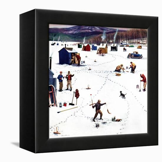 "Ice Fishing Camp", January 12, 1957-Stevan Dohanos-Framed Premier Image Canvas