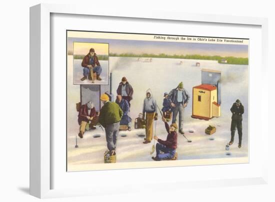 Ice Fishing, Lake Erie, Ohio-null-Framed Art Print